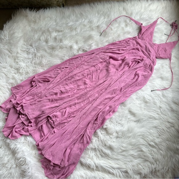 HP🫧[ Free People ] Lille Maxi Dress High Slit Beachy Boho - Picture 8 of 13